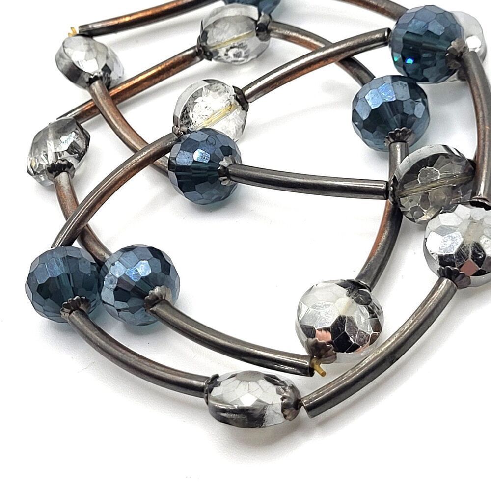 Lot of 3 Silver Navy Stretchy Bracelets 7in